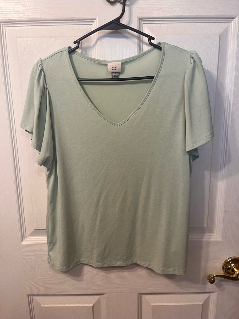 a new day Mint Green V-Neck Flutter Sleeve Tee